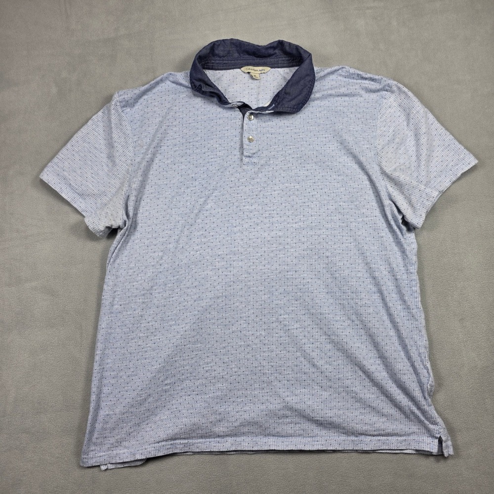 Calvin Klein Jeans Polo Men Extra Large Blue Light Wash